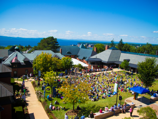 Students gathering in the quad